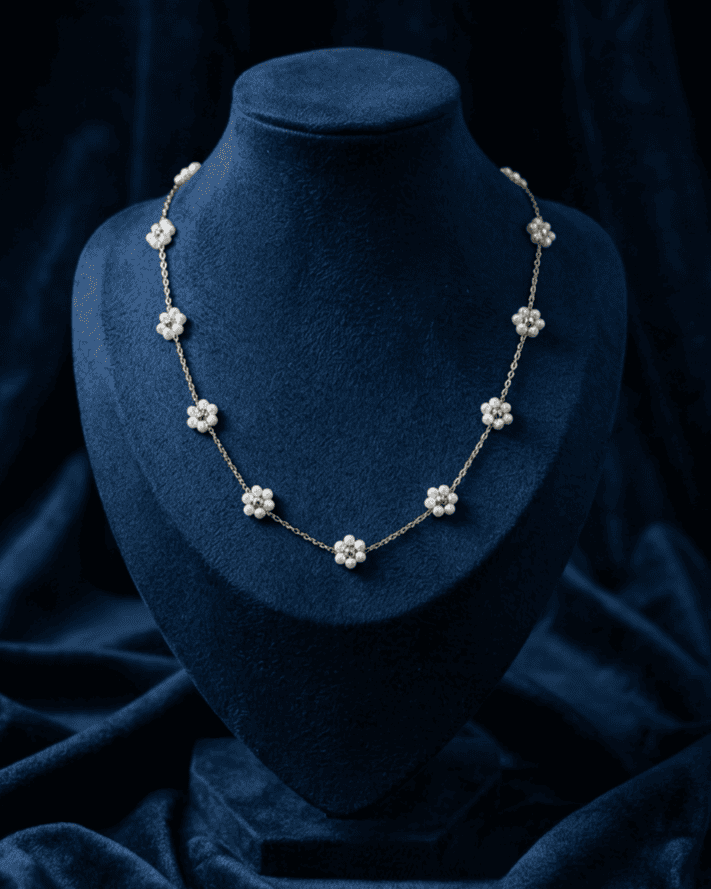 Pearl Daisy Chain Station Necklace