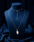 Gold & Ivory Feather Leaf Necklace