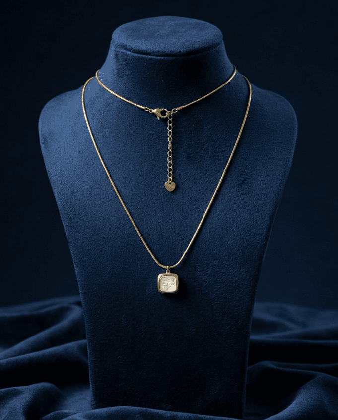 Cushion-Cut Mother-of-Pearl Snake Chain Necklace