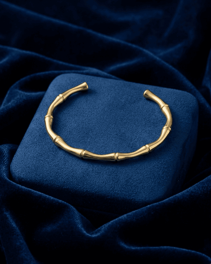 Gold Bamboo Open Cuff Kada(2-6)
