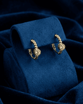 Gold Beaded Solitaire Huggie Hoops Earring