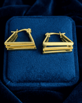 Triple-Layer Triangular Hoops Earring