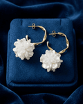 wisted Gold White Floral Hoop Earrings
